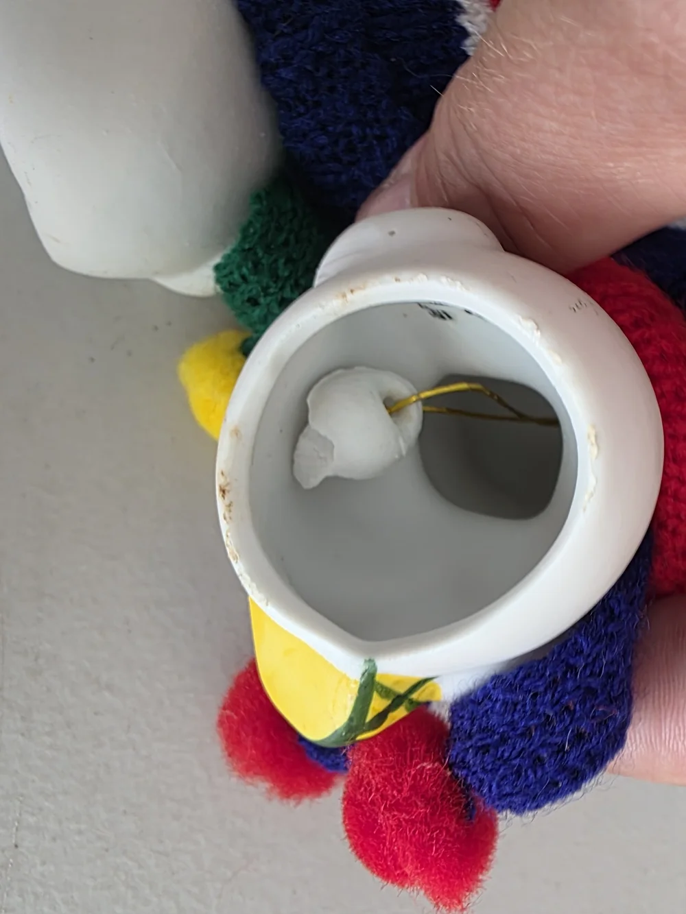 Home Interiors White Snowman Pair with Red and Blue Knit Hats